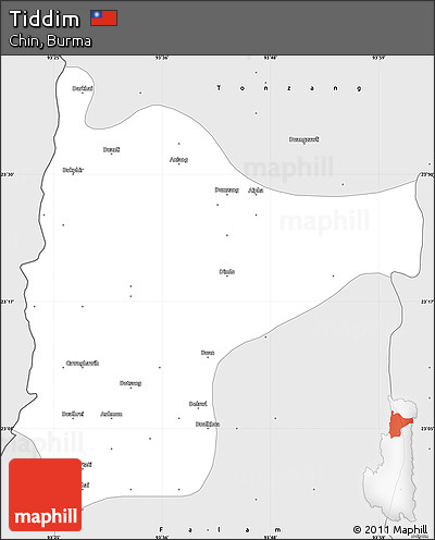 Silver Style Simple Map of Tiddim