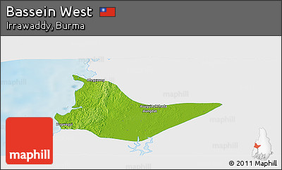Physical Panoramic Map of Bassein West, single color outside