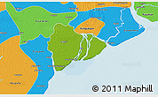 Physical 3D Map of Dedaye, political outside