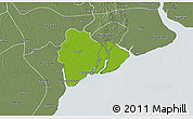 Physical 3D Map of Dedaye, semi-desaturated