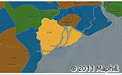 Political 3D Map of Dedaye, darken
