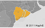 Political 3D Map of Dedaye, desaturated