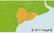 Political 3D Map of Dedaye, physical outside