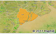 Political 3D Map of Dedaye, satellite outside