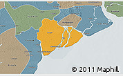 Political 3D Map of Dedaye, semi-desaturated