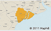 Political 3D Map of Dedaye, shaded relief outside