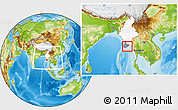 Physical Location Map of Dedaye, highlighted country, highlighted parent region, within the entire country