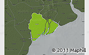 Physical Map of Dedaye, darken, semi-desaturated
