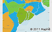 Physical Map of Dedaye, political outside