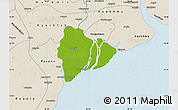 Physical Map of Dedaye, shaded relief outside