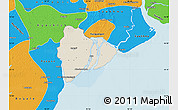 Shaded Relief Map of Dedaye, political outside