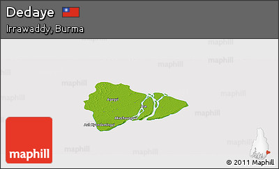 Physical Panoramic Map of Dedaye, cropped outside