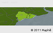 Physical Panoramic Map of Dedaye, darken