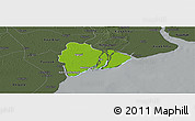 Physical Panoramic Map of Dedaye, darken, semi-desaturated