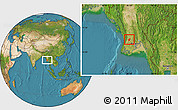 Satellite Location Map of Henzada