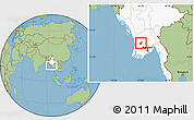 Savanna Style Location Map of Henzada, highlighted country