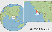 Savanna Style Location Map of Henzada, highlighted parent region
