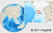 Shaded Relief Location Map of Henzada, highlighted country