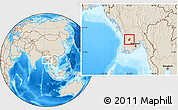 Shaded Relief Location Map of Henzada