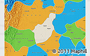 Shaded Relief Map of Henzada, political outside