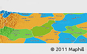 Physical Panoramic Map of Henzada, political outside