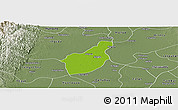 Physical Panoramic Map of Henzada, semi-desaturated