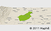 Physical Panoramic Map of Henzada, shaded relief outside