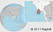 Gray Location Map of Kyaunggon, highlighted country, highlighted parent region