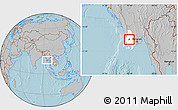 Gray Location Map of Kyaunggon, highlighted parent region, hill shading