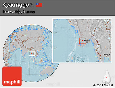Gray Location Map of Kyaunggon, hill shading