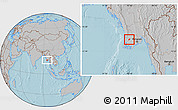 Gray Location Map of Kyaunggon, hill shading