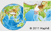 Physical Location Map of Kyaunggon, highlighted country, highlighted parent region, within the entire country
