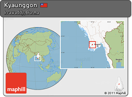 Savanna Style Location Map of Kyaunggon, highlighted country
