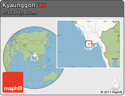 Savanna Style Location Map of Kyaunggon, highlighted country