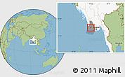 Savanna Style Location Map of Kyaunggon, highlighted country, highlighted parent region
