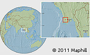 Savanna Style Location Map of Kyaunggon, hill shading