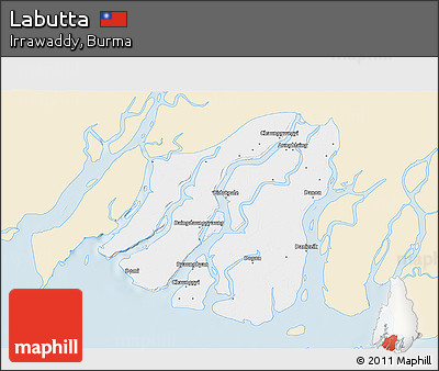 Classic Style 3D Map of Labutta, single color outside