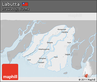 Gray 3D Map of Labutta, single color outside