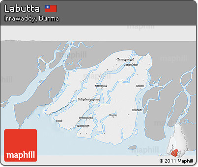 Gray 3D Map of Labutta, single color outside