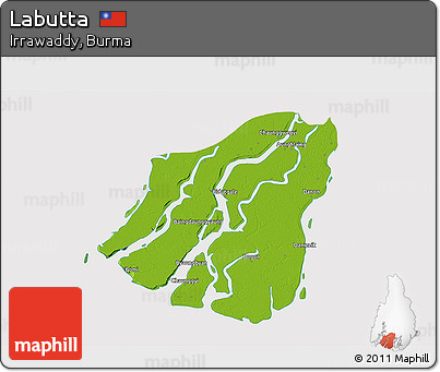 Physical 3D Map of Labutta, cropped outside