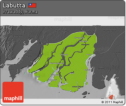 Physical 3D Map of Labutta, darken, desaturated
