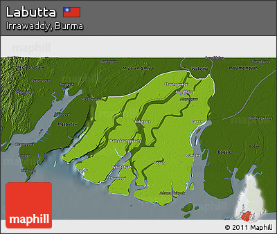 Physical 3D Map of Labutta, darken