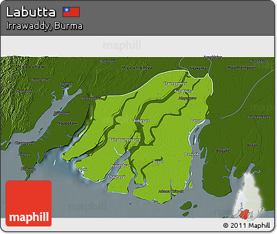 Physical 3D Map of Labutta, darken