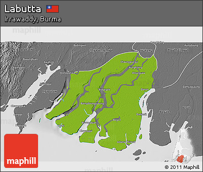 Physical 3D Map of Labutta, desaturated