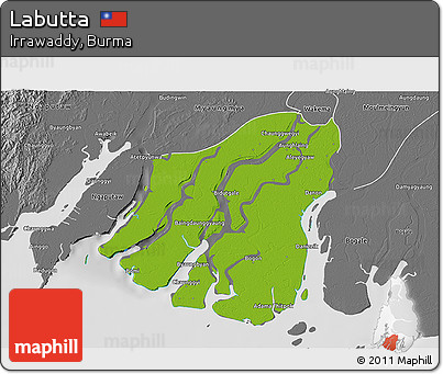 Physical 3D Map of Labutta, desaturated