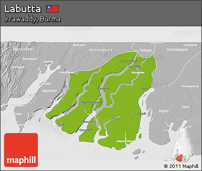 Physical 3D Map of Labutta, lighten, desaturated