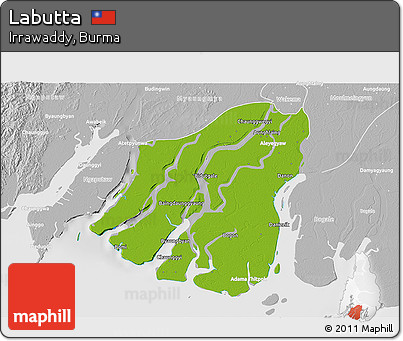 Physical 3D Map of Labutta, lighten, desaturated