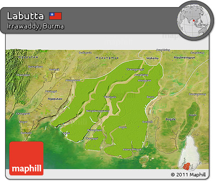 Physical 3D Map of Labutta, satellite outside