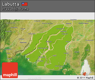 Physical 3D Map of Labutta, satellite outside