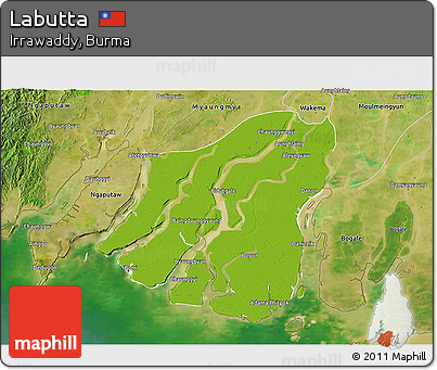 Physical 3D Map of Labutta, satellite outside